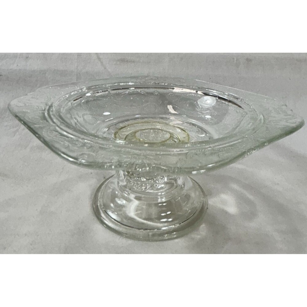 Vintage Indiana Glass Madrid Pedestal Bowl Clear 7" x 4"
